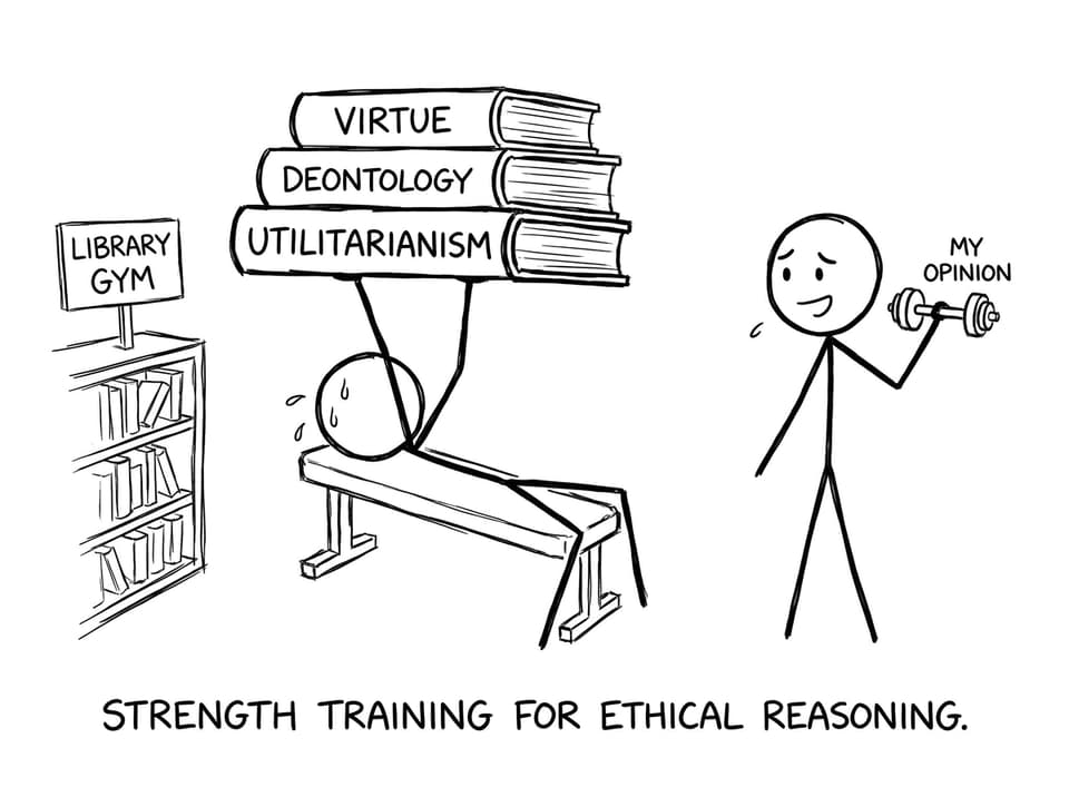 Ethical reasoning strength training comic