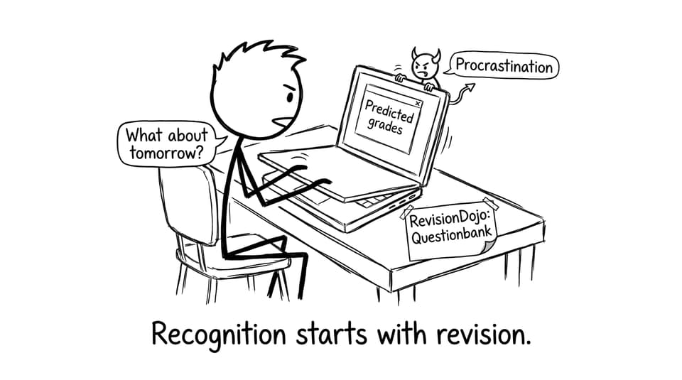 Student fighting procrastination pop-up about predicted grades