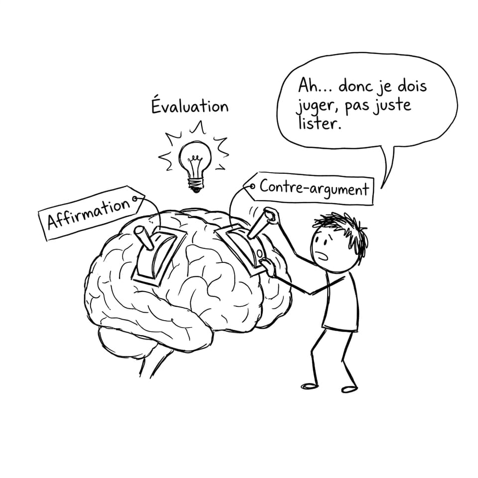 Interrupteurs affirmation / contre-argument / évaluation