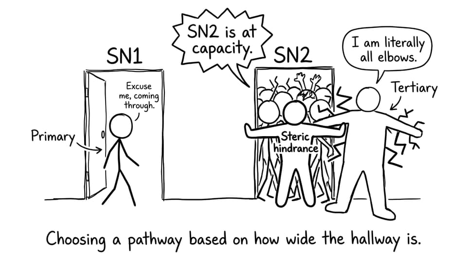SN1 vs SN2 door choice comic