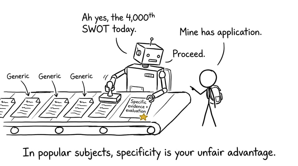 Examiner robot stamping generic answers comic