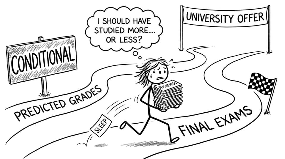 Two paths to University Offer: Predicted (Conditional) vs Final Exams