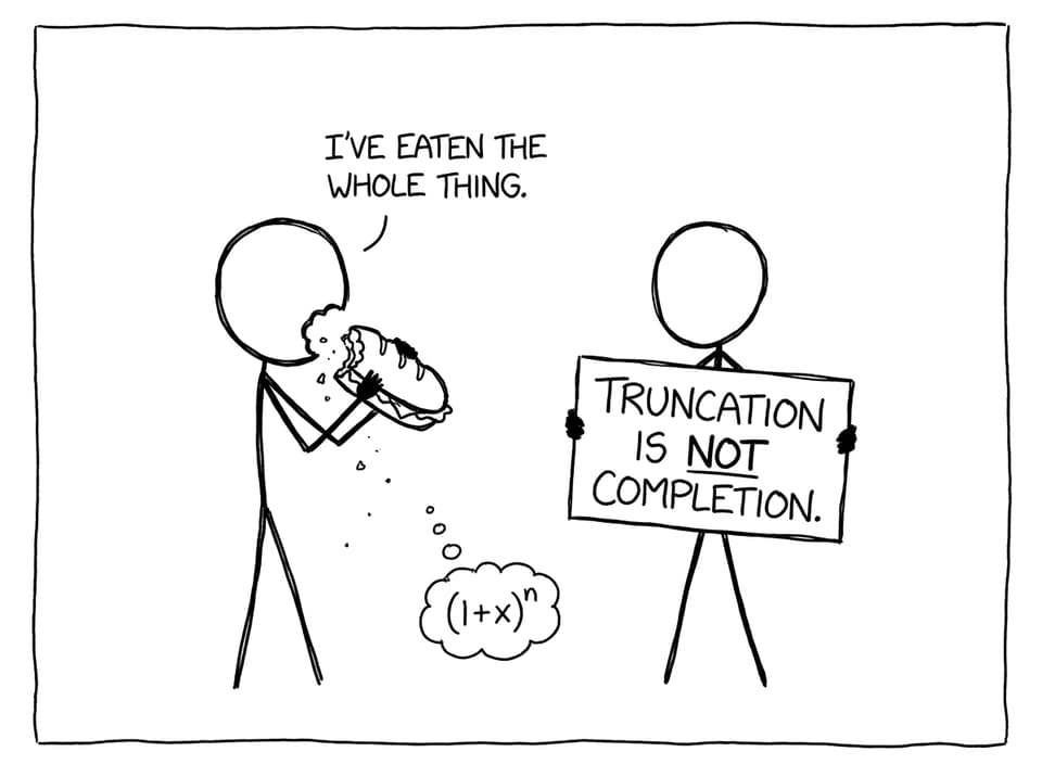 Truncation joke with a sandwich and a math bubble