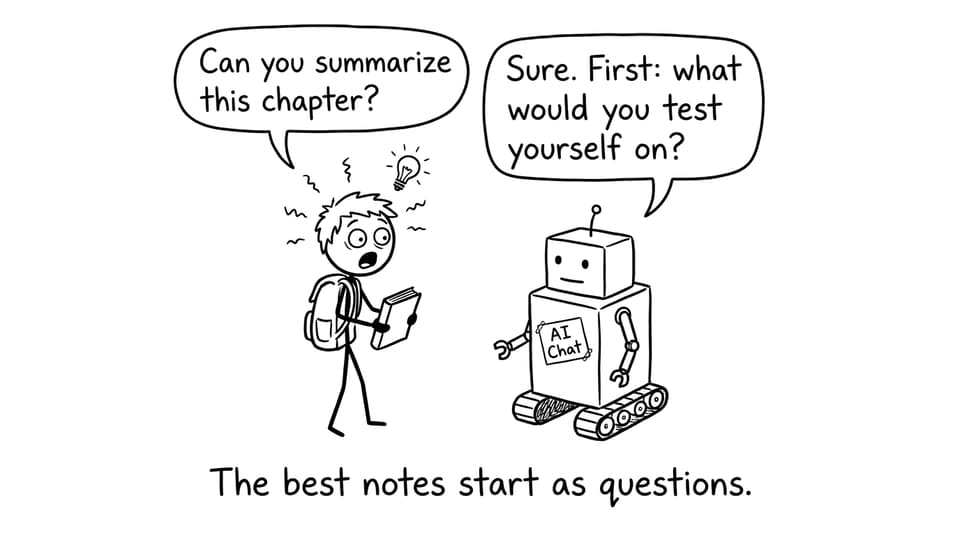 A student asks AI Chat for a summary and gets questioned back