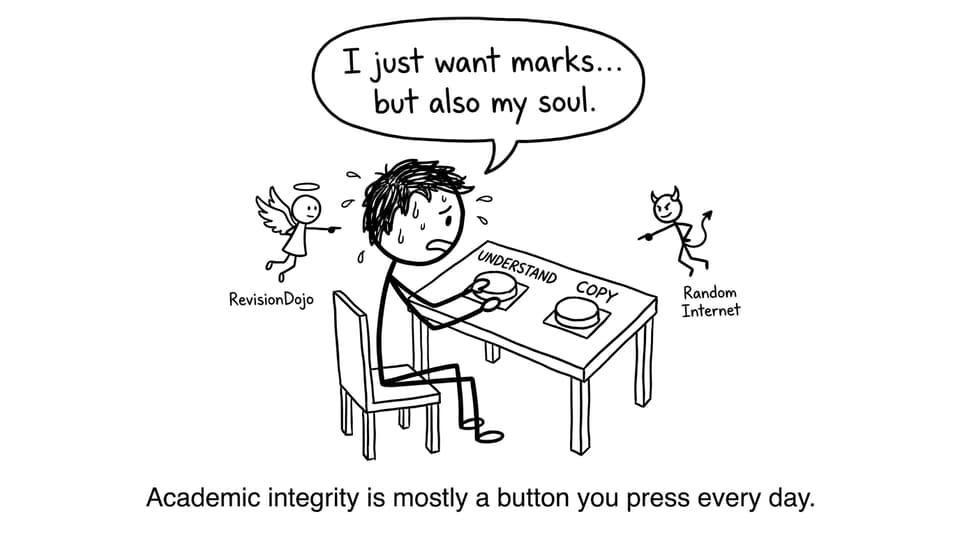 An IB student choosing UNDERSTAND vs COPY