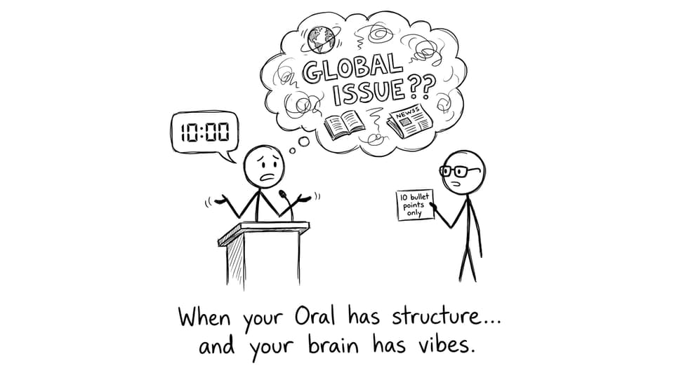A student vs the 10-minute timer in the Oral