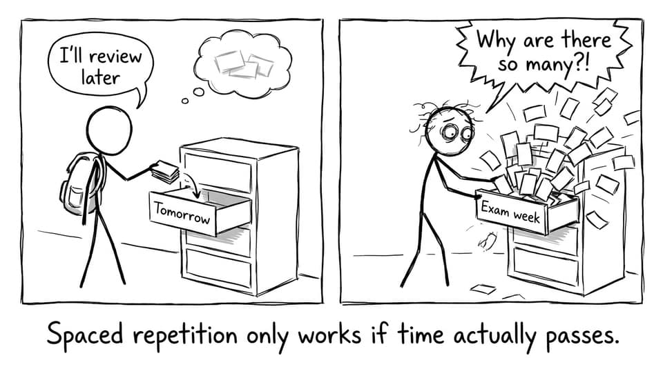 Drawer labeled tomorrow explodes during exam week