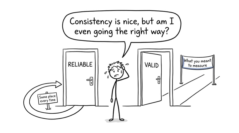 A comic contrasting reliability with validity