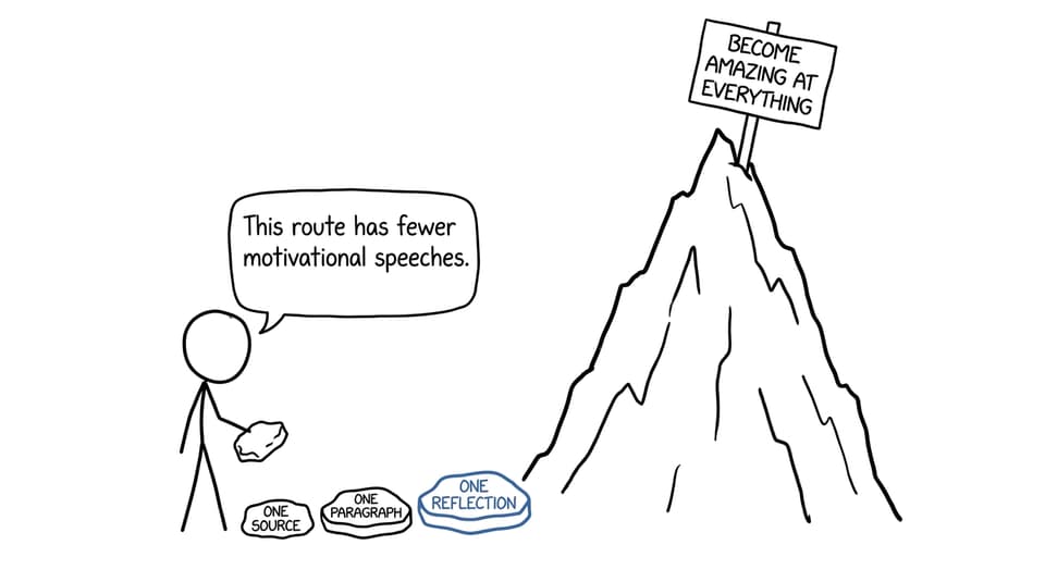 A student choosing small academic steps instead of one impossible goal