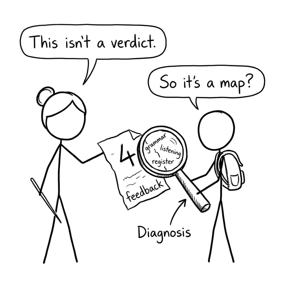 A test grade becomes a map