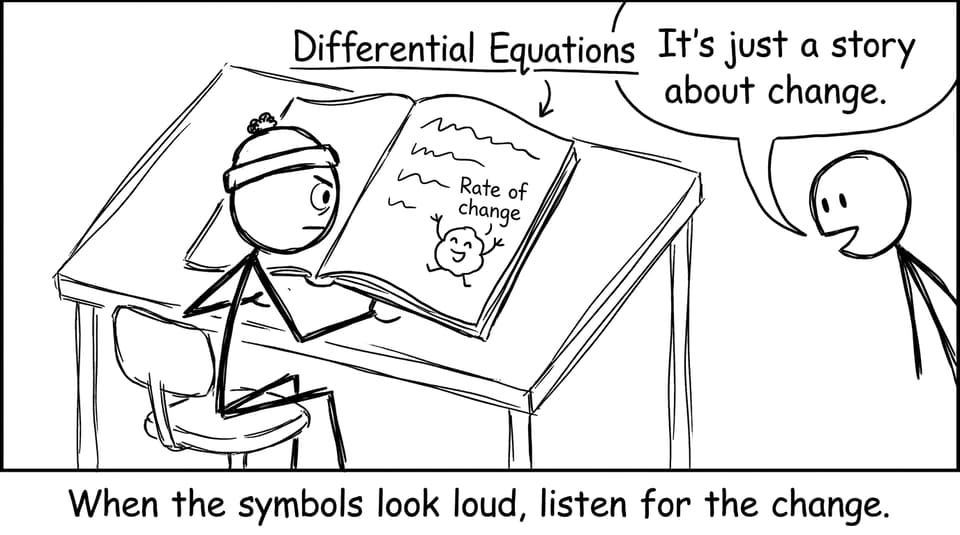 An IB student learns differential equations are stories about change