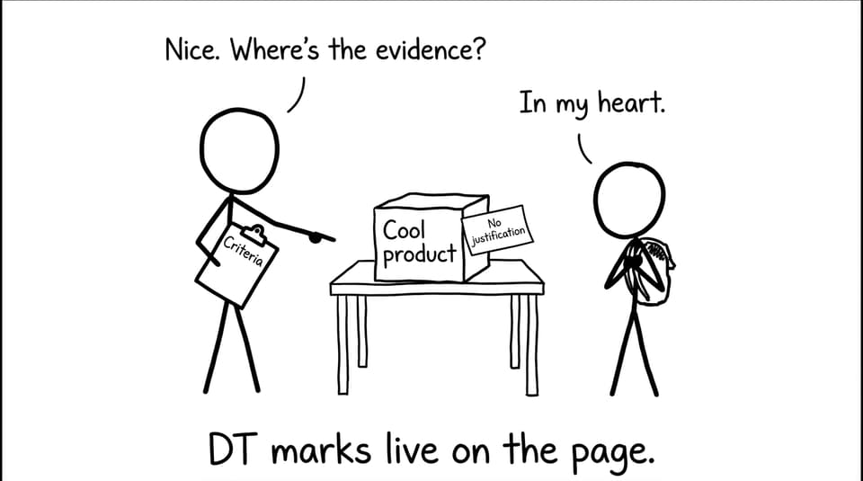 Examiner asks for evidence, student offers feelings