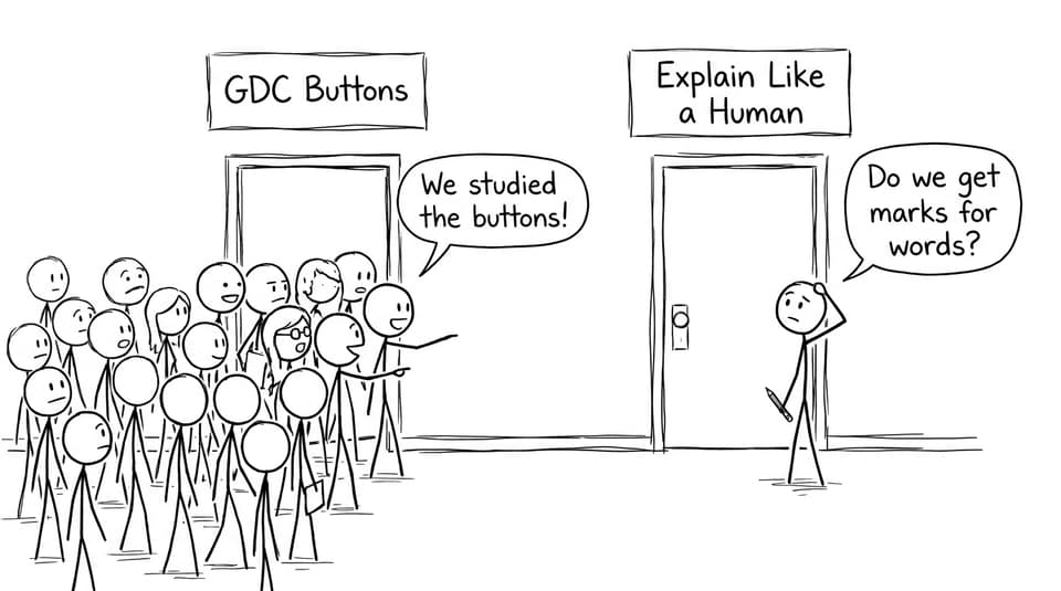 Two doors: buttons vs explanation
