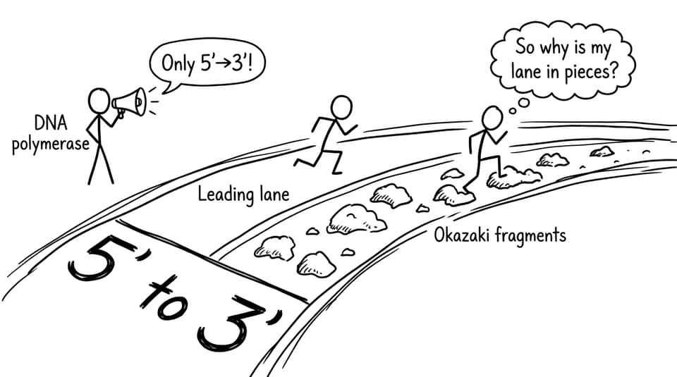 5' to 3' race track joke