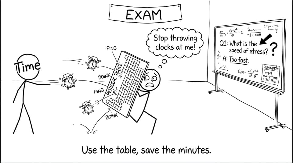 Exam hall chase scene with “Time” throwing clocks