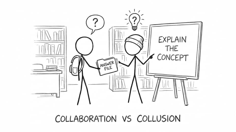 Collaboration vs collusion in a library