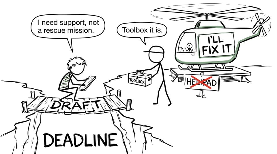 A student asks for support rather than a rescue mission