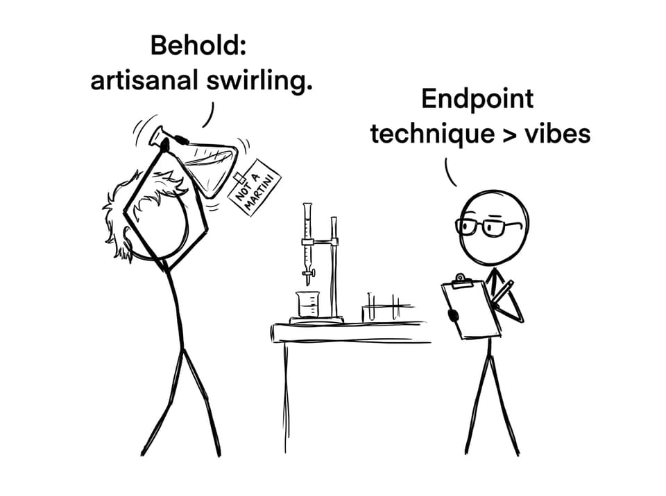 Two students debating “swirl technique”