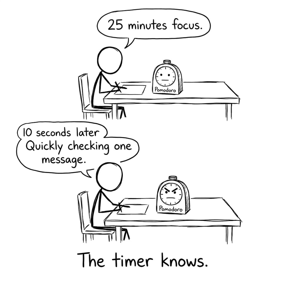 A timer judging you for checking messages during a focus sprint