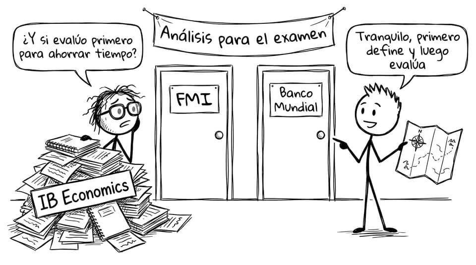 Estudiante eligiendo entre FMI y Banco Mundial
