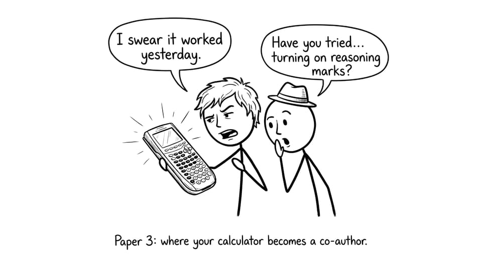 Student treating calculator like an artifact