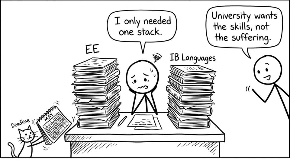 A student vs two stacks of stress