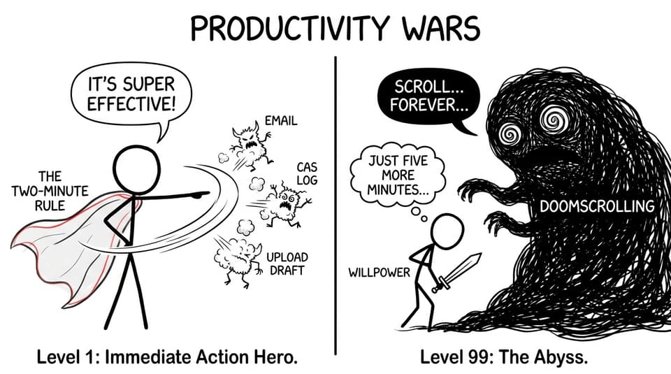 Two-minute rule superhero vs doomscrolling