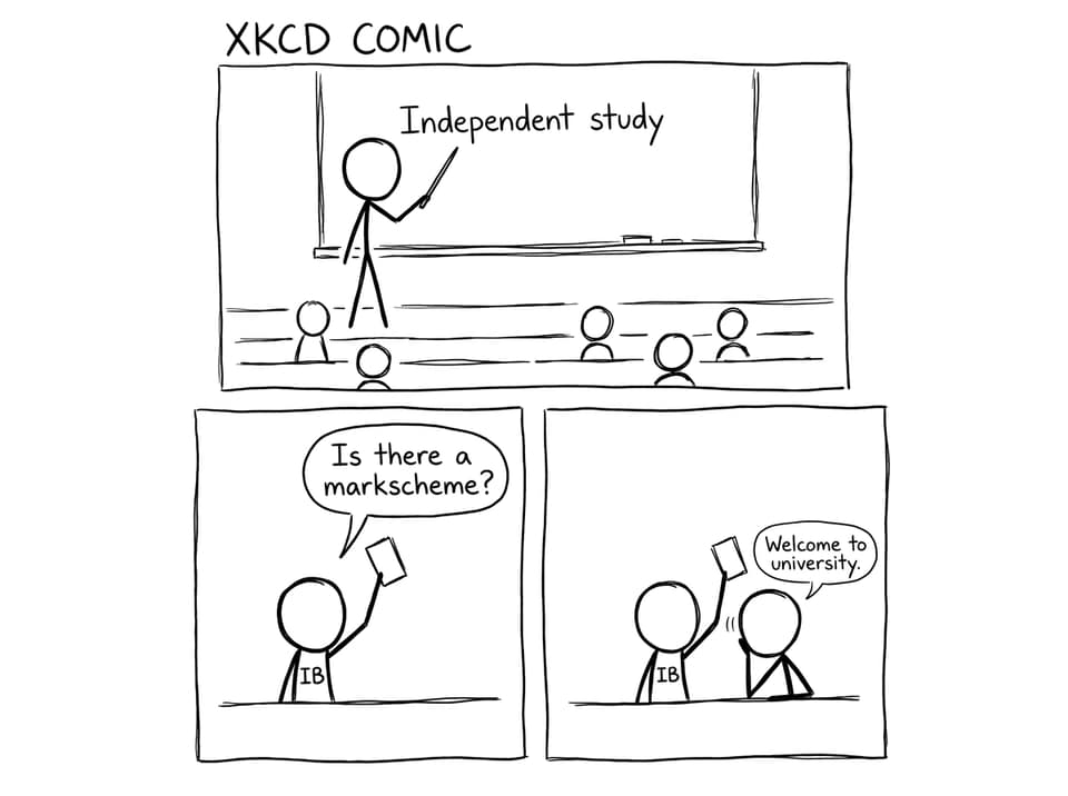 No markscheme at university comic