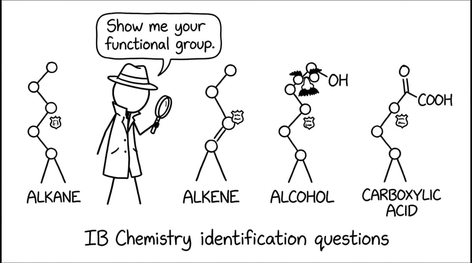 Detective checks functional groups in a molecule lineup