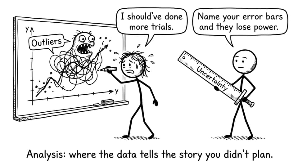 A scribble monster labeled Outliers attacks a graph