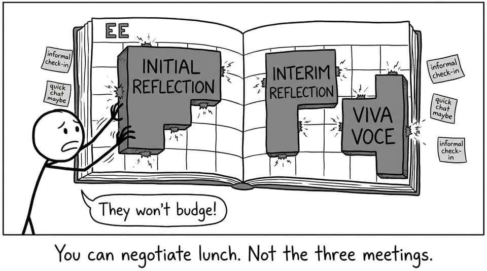 Calendar Tetris for the three EE reflections