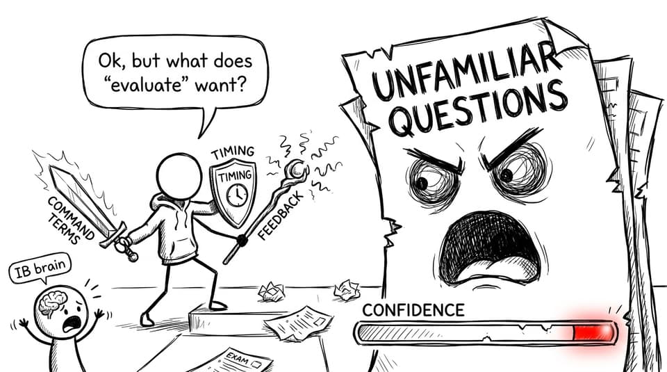 A video game boss fight for unfamiliar questions
