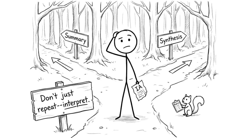 Comic about choosing synthesis over summary