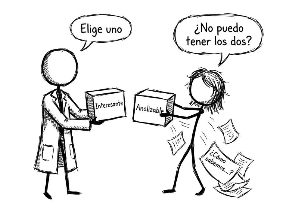 Comic sobre elegir entre interesante y analizable