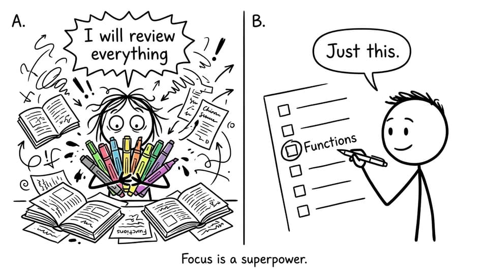 Two-panel focus joke