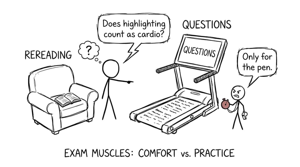 A student learns that highlighting is not exam training cardio