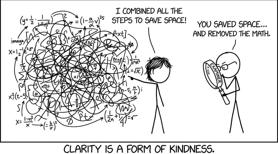 Comic about equation blobs and clarity