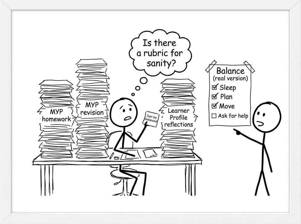 A student trying to be balanced in MYP