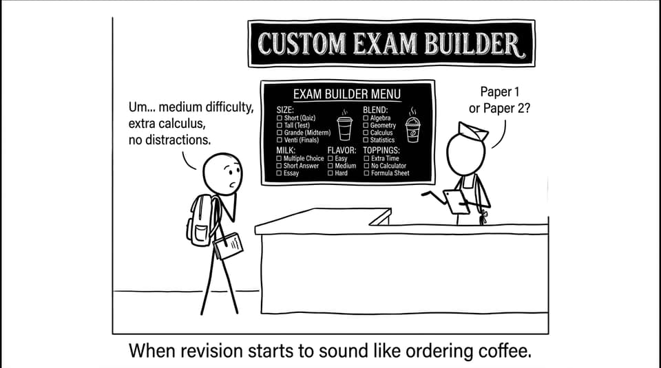 Student ordering a custom exam like coffee