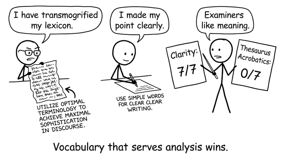 A funny comic about thesaurus overuse