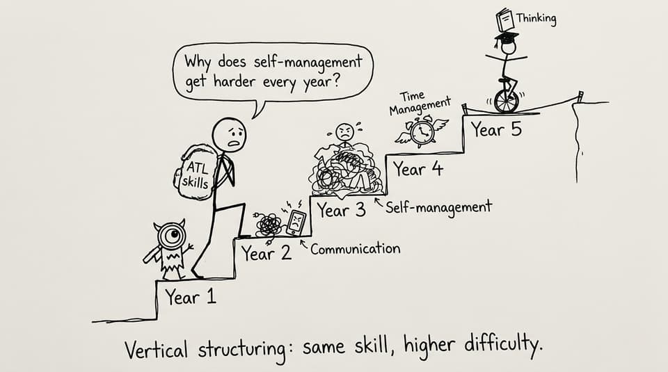 Vertical structuring: same skill, higher difficulty.