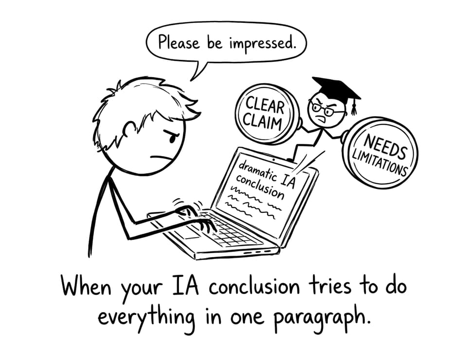 Comic about trying to impress with an IA conclusion