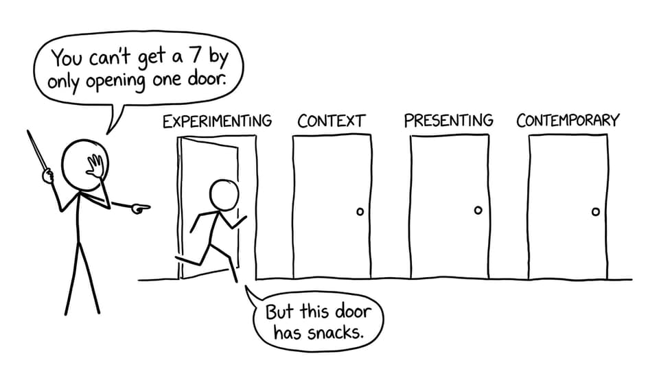 Four doors, one student, one snack-motivated plan