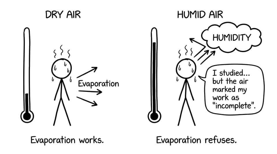 Humidity blocks evaporation comic