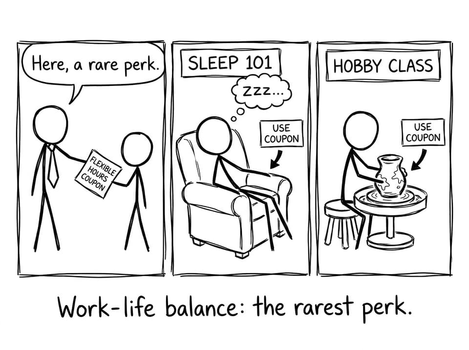 Work-life balance coupon redeemed for sleep