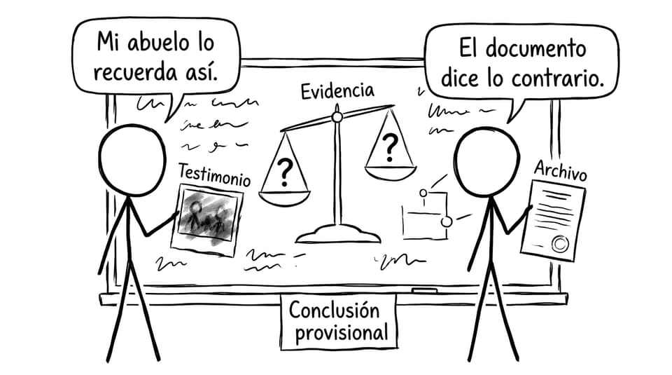 Cómic XKCD sobre testimonio vs archivo
