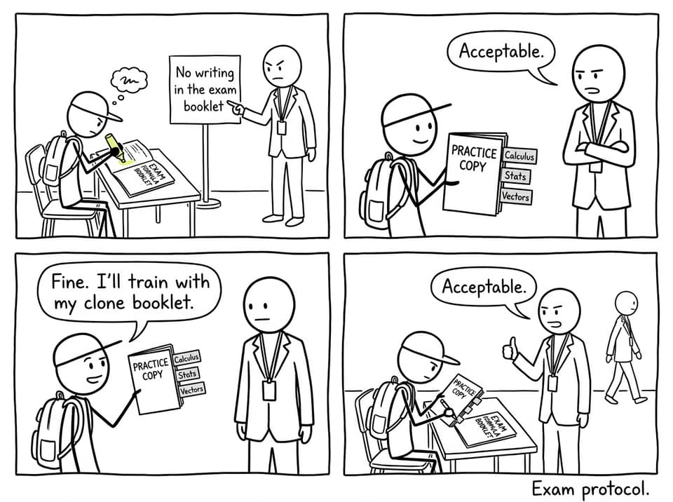 No writing in exam booklet comic