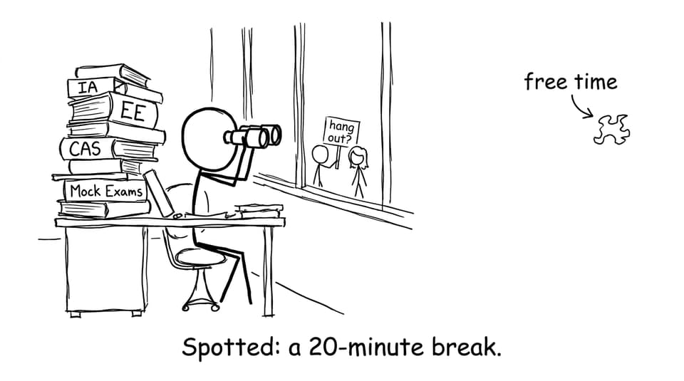 Spotted: a 20-minute break.