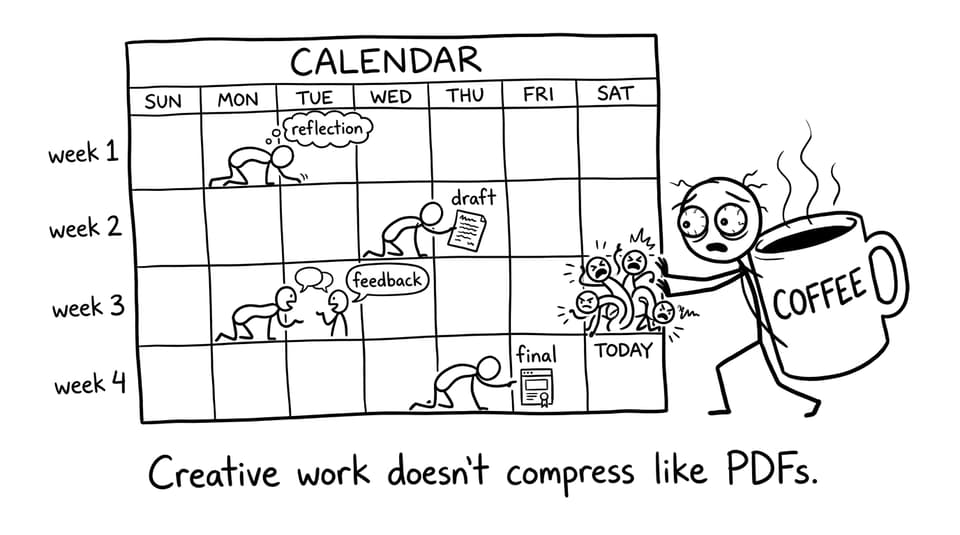 Calendar projects crawling across the week