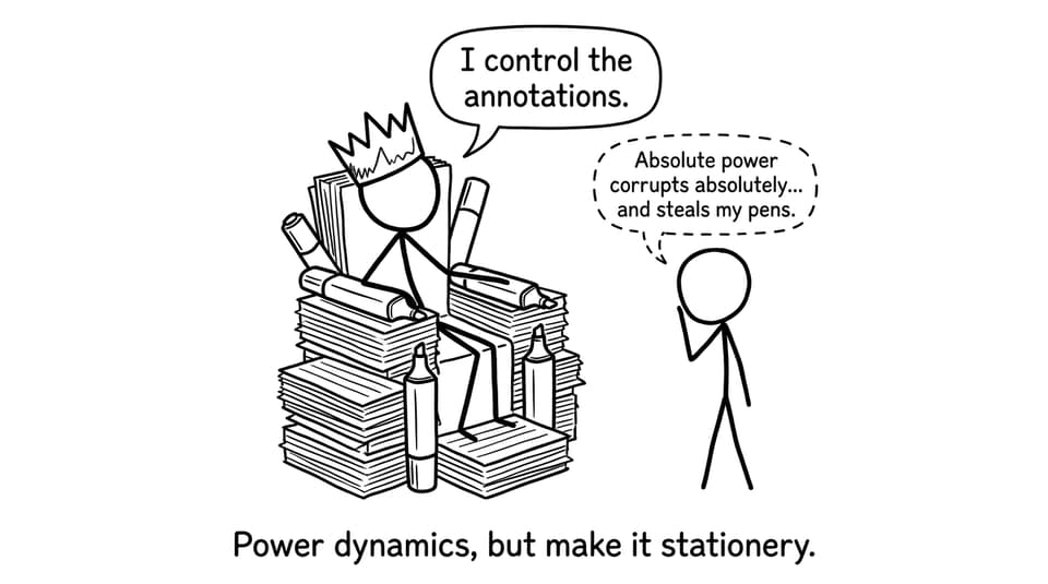 Comic about stationery power dynamics